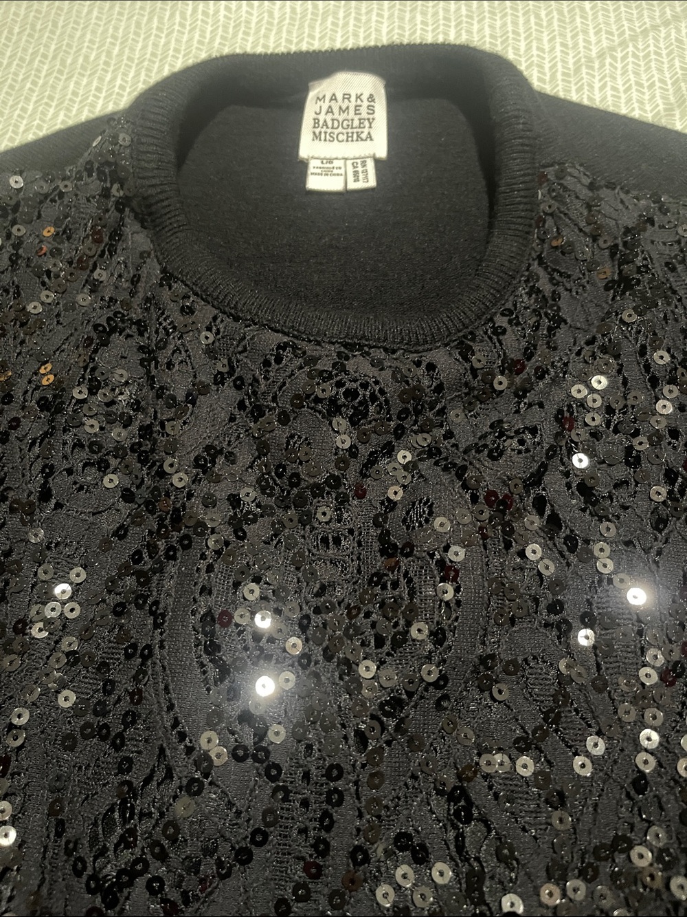 Women's Mark & James Badgley Mischka Black Sequin Sweater